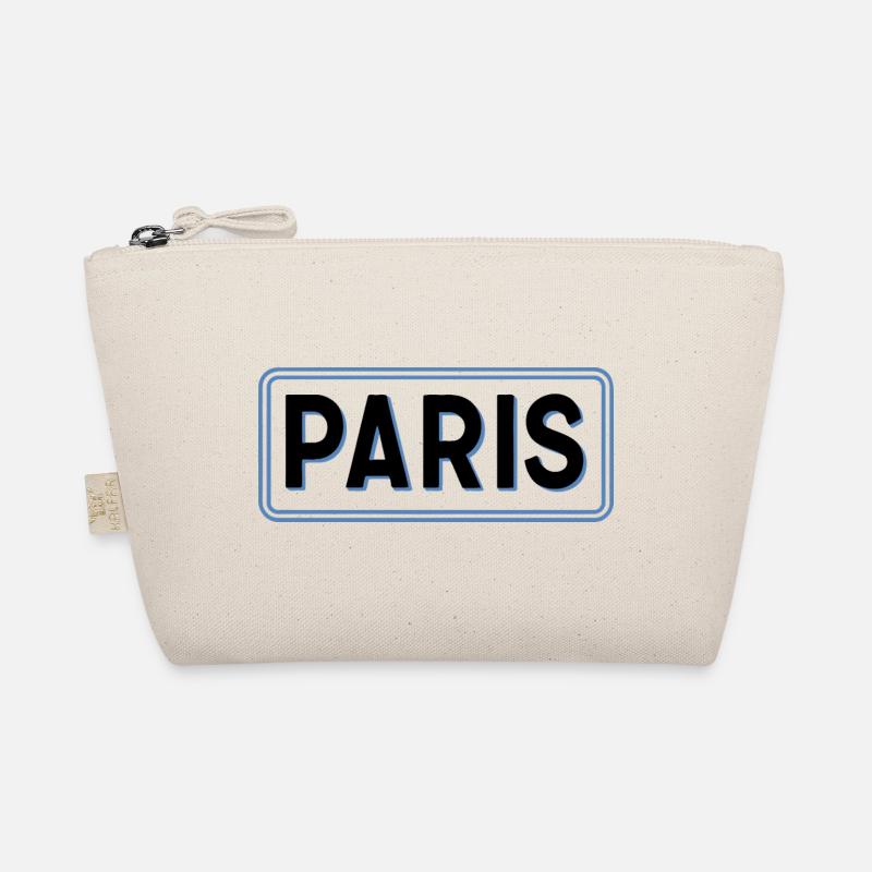 Paris in Linear Blue Silhouette Organic Pouch