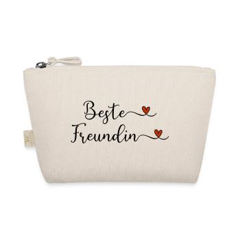 Beste Freundin Schriftzug mit Herz Geschenk - Bio-Täschchen - Natur - Vorne