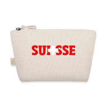 Suisse lettering with cross red-white - Organic Pouch - nature - Front