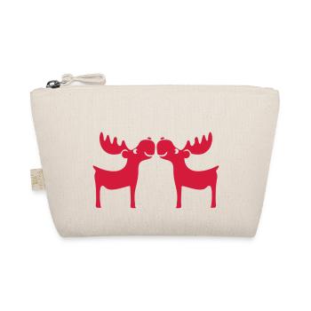 Moose reindeer deer christmas Rudolf nose - Organic Pouch - nature - Front