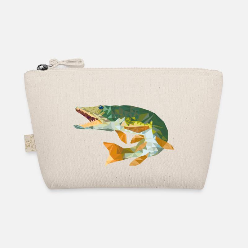 Hecht Fisch Pike Angeln Geschenk Polygon - Bio-Täschchen - Natur