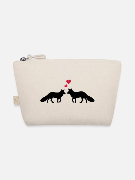 Verliebtes Fuchspaar / Fox in love / Liebespaar - Bio-Täschchen - Natur - Vorne