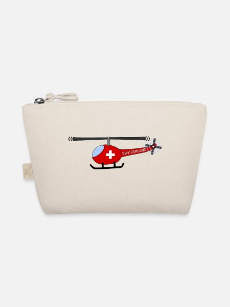 Helicopter Switzerland Flag Children - Organic Pouch - nature - Front