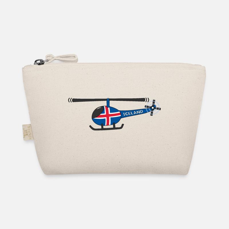 Hubschrauber Iceland Flagge Kinder - Bio-Täschchen - Natur