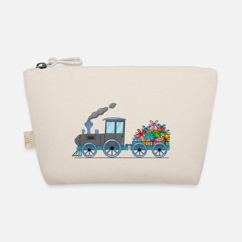 Kinderzug Eisenbahn mit Anhäger grau Bio-Täschchen