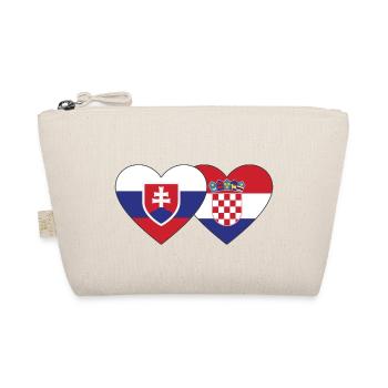 Slovakia Croatia Flag Heart - Organic Pouch - nature - Front
