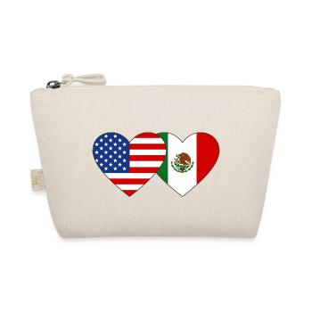 USA Meksiko Flag Heart - Organic Pouch - nature - Front