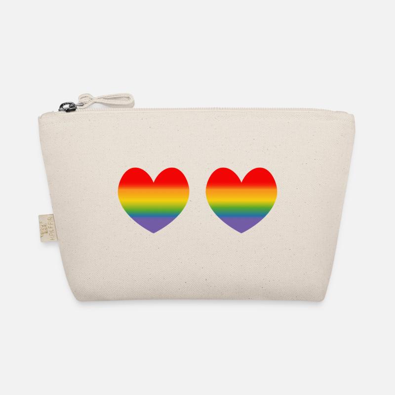 Zwei Regenbogenherzchen Verlauf Bio-Täschchen