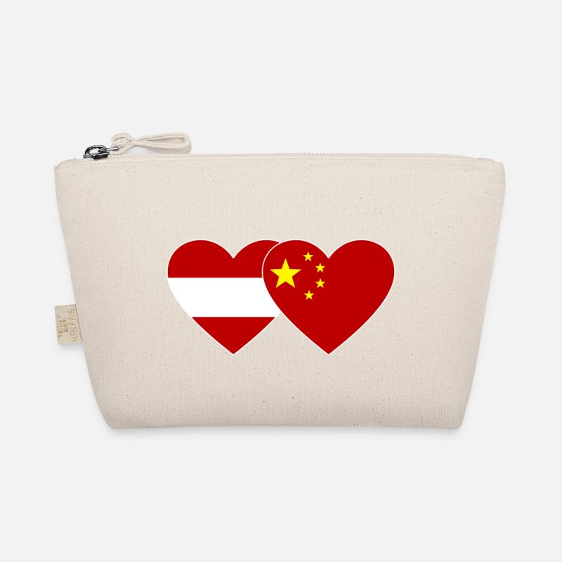 Austria China Flag Heart Organic Pouch