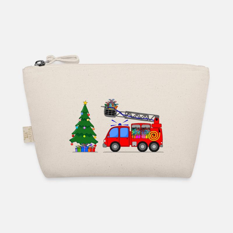 Feuerwehrauto Weihnachten - Bio-Täschchen - Natur