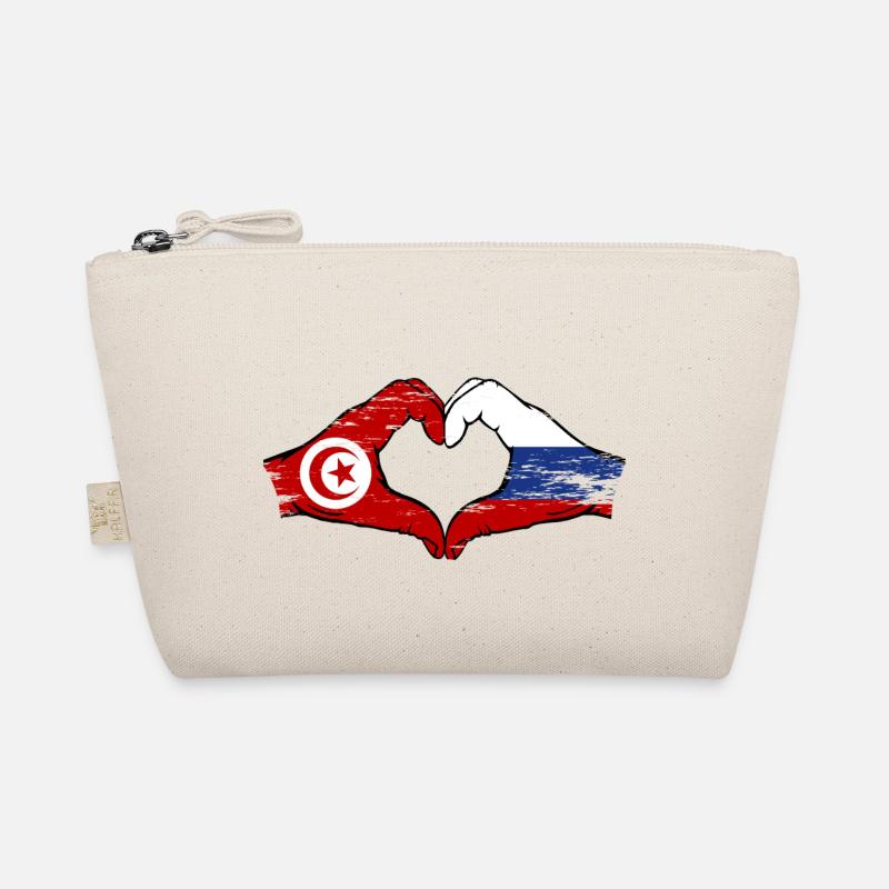 Tunisie Russie Drapeau Mains Coeur Forme Utilisé Trousse biologique