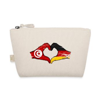 Tunesien Deutschland Flagge Hände Herzform used - Bio-Täschchen - Natur - Vorne