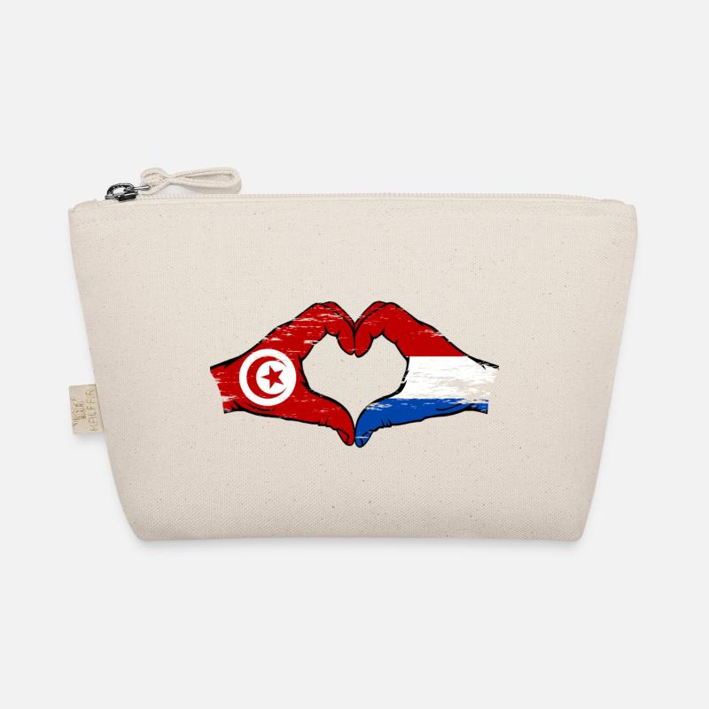 Tunisia Holland Flag Hands Heart Shape Used Organic Pouch