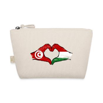 Tunisia Hungary Flag Hands Heart Shape Used - Organic Pouch - nature - Front