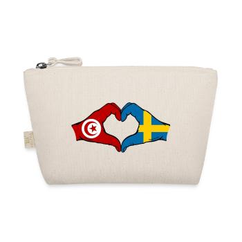 Tunisia Sweden Flag Hands Heart Shape - Organic Pouch - nature - Front