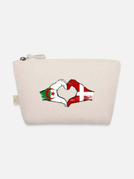Algerien Dänemark Flagge Hände Herzform used - Bio-Täschchen - Natur - Vorne