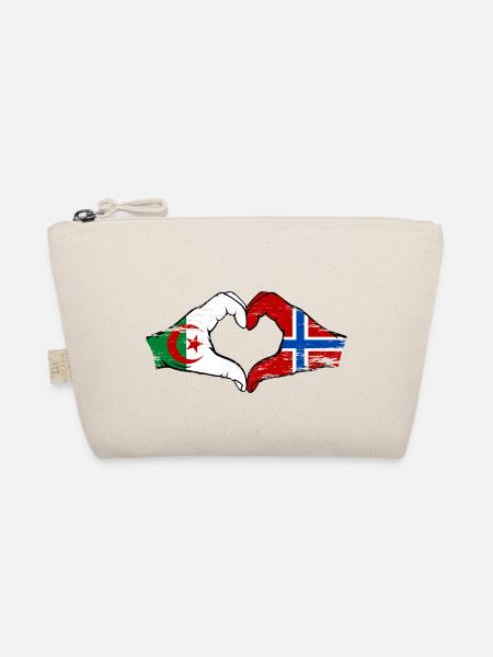 Algerien Norwegen Flagge Hände Herzform used - Bio-Täschchen - Natur - Vorne