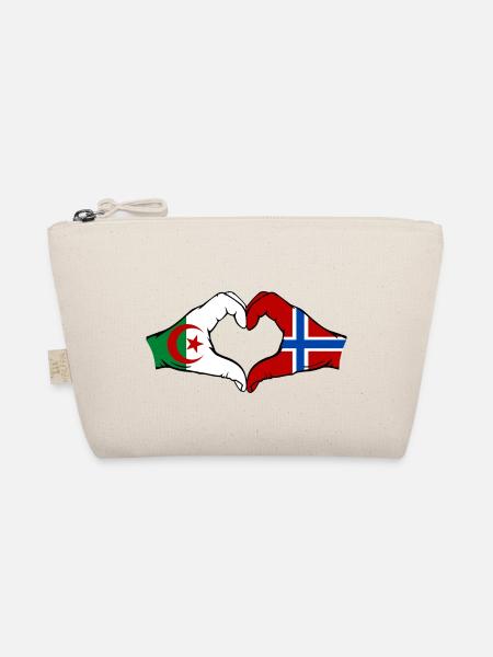 Algerien Norwegen Flagge Haende Herzform - Bio-Täschchen - Natur - Vorne