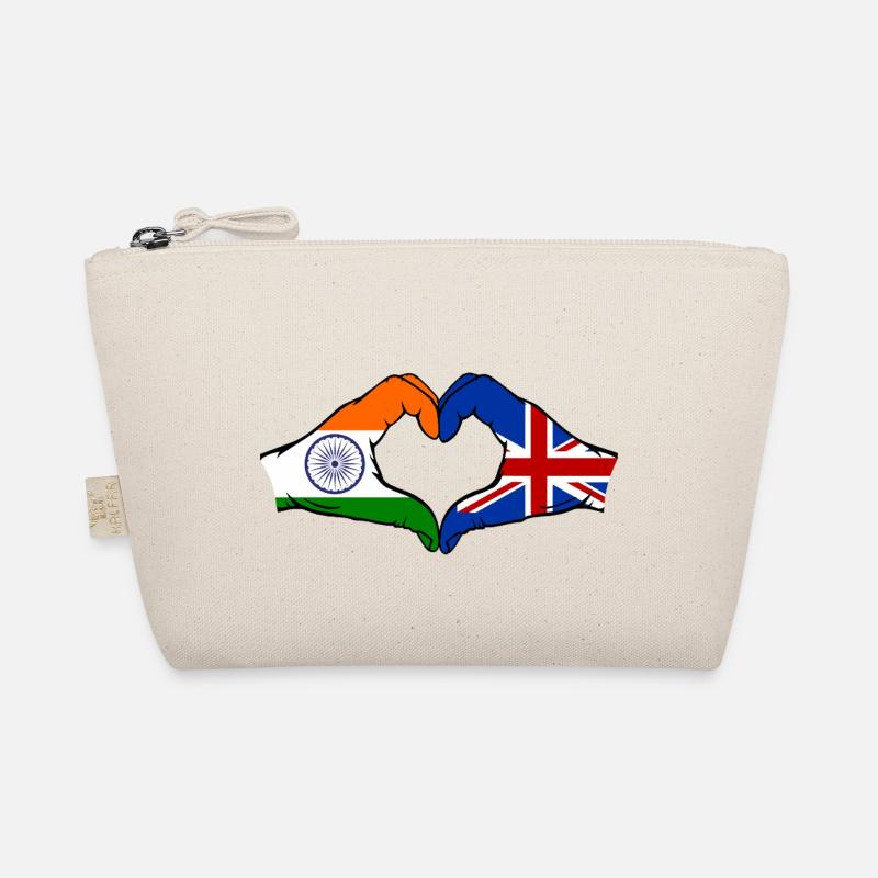 India Great Britain Flag Hands Heart Shape Organic Pouch