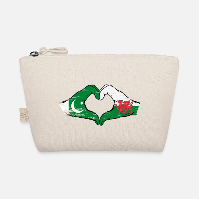 Drapeau du Pakistan Pays de Galles mains en forme de coeur utilisé Trousse biologique