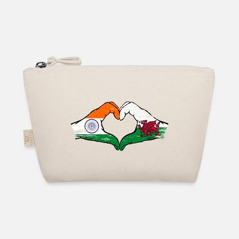 Drapeau de l’Inde Pays de Galles mains forme de coeur utilisé Trousse biologique