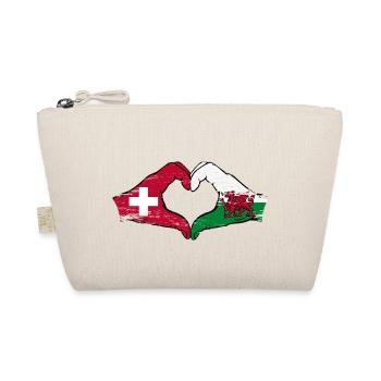 Suisse Pays de Galles Drapeau Mains Coeur Forme Utilisé - Trousse biologique - nature - Devant