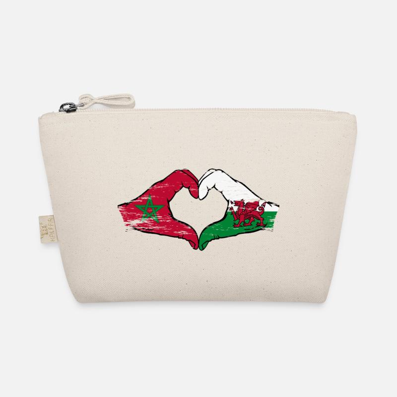 Drapeau du Maroc Pays de Galles mains forme de coeur utilisé Trousse biologique