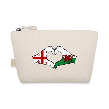 Georgien Wales Flagge Hände Herzform - Bio-Täschchen - Natur - Vorne