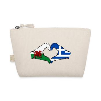 Wales Greece Flag Hands Heart Shape - Organic Pouch - nature - Front