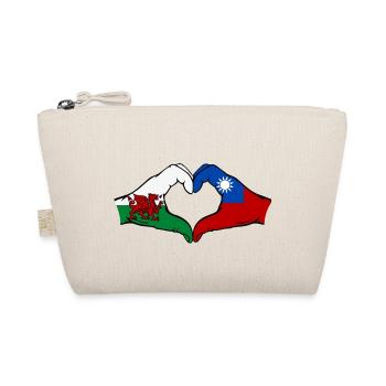 Wales Taiwan Flagge Hände Herzform - Bio-Täschchen - Natur - Vorne