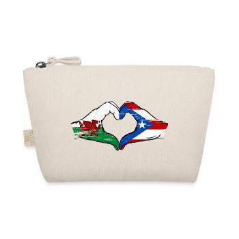 Wales Puerto Rico Flagge Hände Herzform - Bio-Täschchen - Natur - Vorne