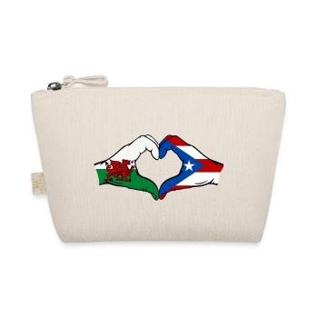 Wales Puerto Rico Flagge Hände Herzform - Bio-Täschchen - Natur - Vorne