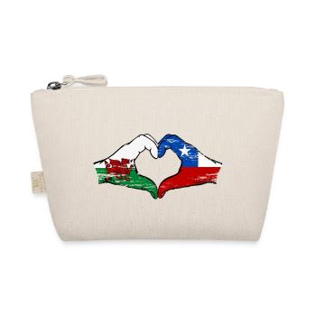 Wales Chile flag hands heart shape used - Organic Pouch - nature - Front