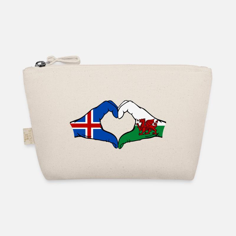 Island Wales Flagge Hände Herzform - Bio-Täschchen - Natur