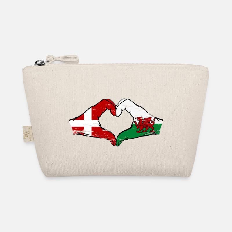 Danemark Pays de Galles drapeau mains coeur forme utilisé Trousse biologique