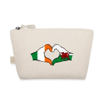 Irland Wales Flagge Hände Herzform - Bio-Täschchen - Natur - Vorne