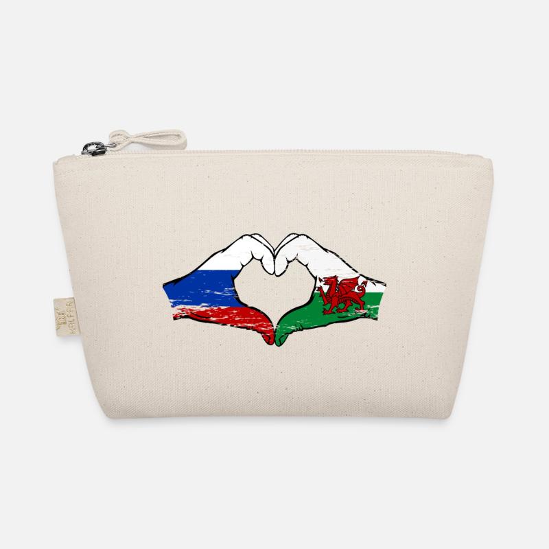 Russie Drapeau Pays de Galles mains forme de coeur utilisé Trousse biologique