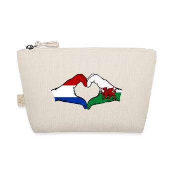 Holland Wales Flag Hands Heart Shape - Organic Pouch - nature - Front