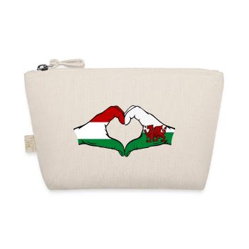 Hungary Wales Flag Hands Heart Shape - Organic Pouch - nature - Front