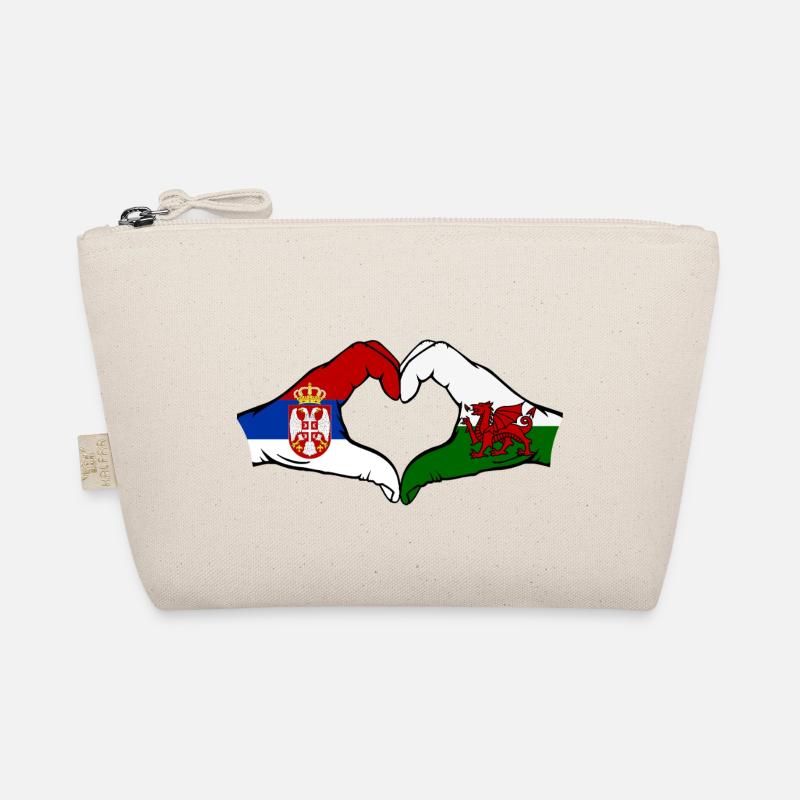 Serbie Pays de Galles Drapeau Mains Coeur Forme Trousse biologique