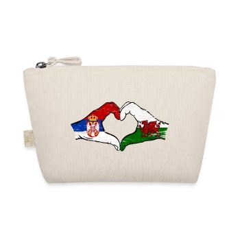 Serbien Wales Flagge Hände Herzform used - Bio-Täschchen - Natur - Vorne