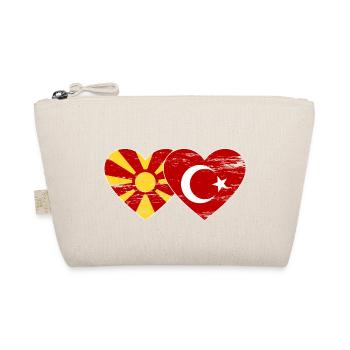 Macedonia Turkey Flag Heart used - Organic Pouch - nature - Front