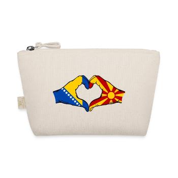 Bosnia Macedonia Flag Hands Heart Shape - Organic Pouch - nature - Front