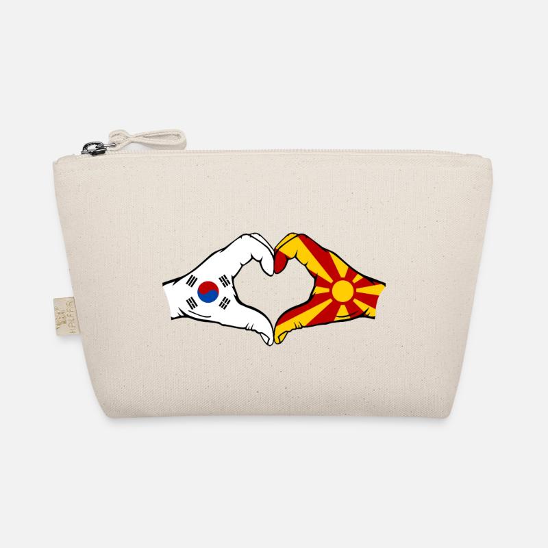 Corée du Sud Macédoine Drapeau Mains Coeur Forme Trousse biologique