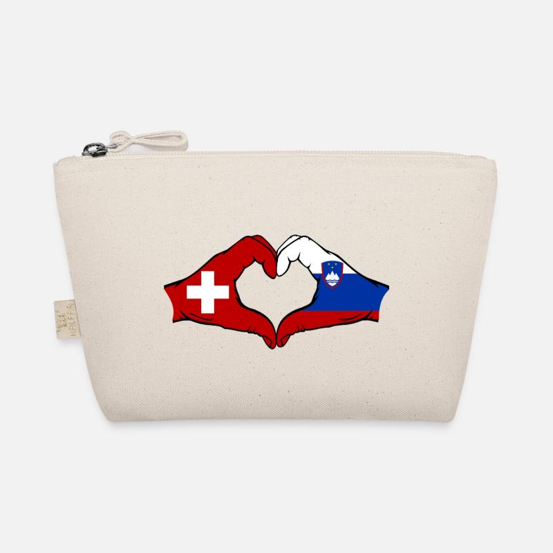 Schweiz Slowenien Flagge Hände Herzform Bio-Täschchen