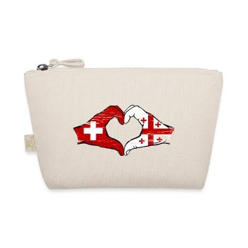 Schweiz Georgien Flagge Hände Herzform used - Bio-Täschchen - Natur - Vorne