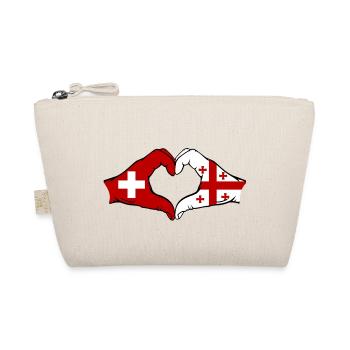 Schweiz Georgien Flagge Hände Herzform - Bio-Täschchen - Natur - Vorne