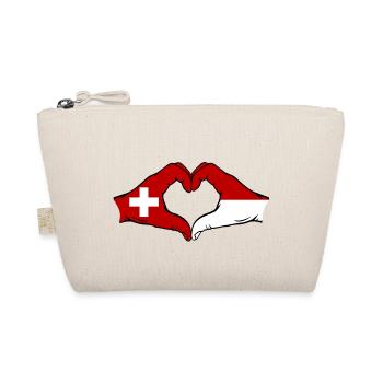 Switzerland Monaco Flag Hands Heart Shape - Organic Pouch - nature - Front