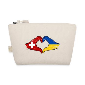 Switzerland Ukraine Flag Hands Heart Shape Used - Organic Pouch - nature - Front