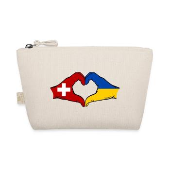 Switzerland Ukraine Flag Hands Heart Shape - Organic Pouch - nature - Front
